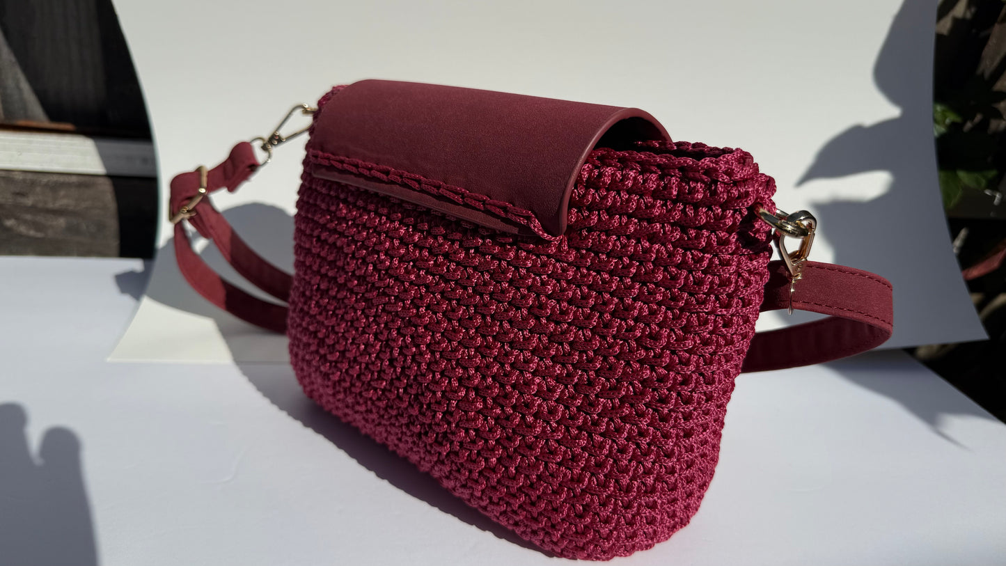 Crochet Bag – Burgundy Polyester Cord