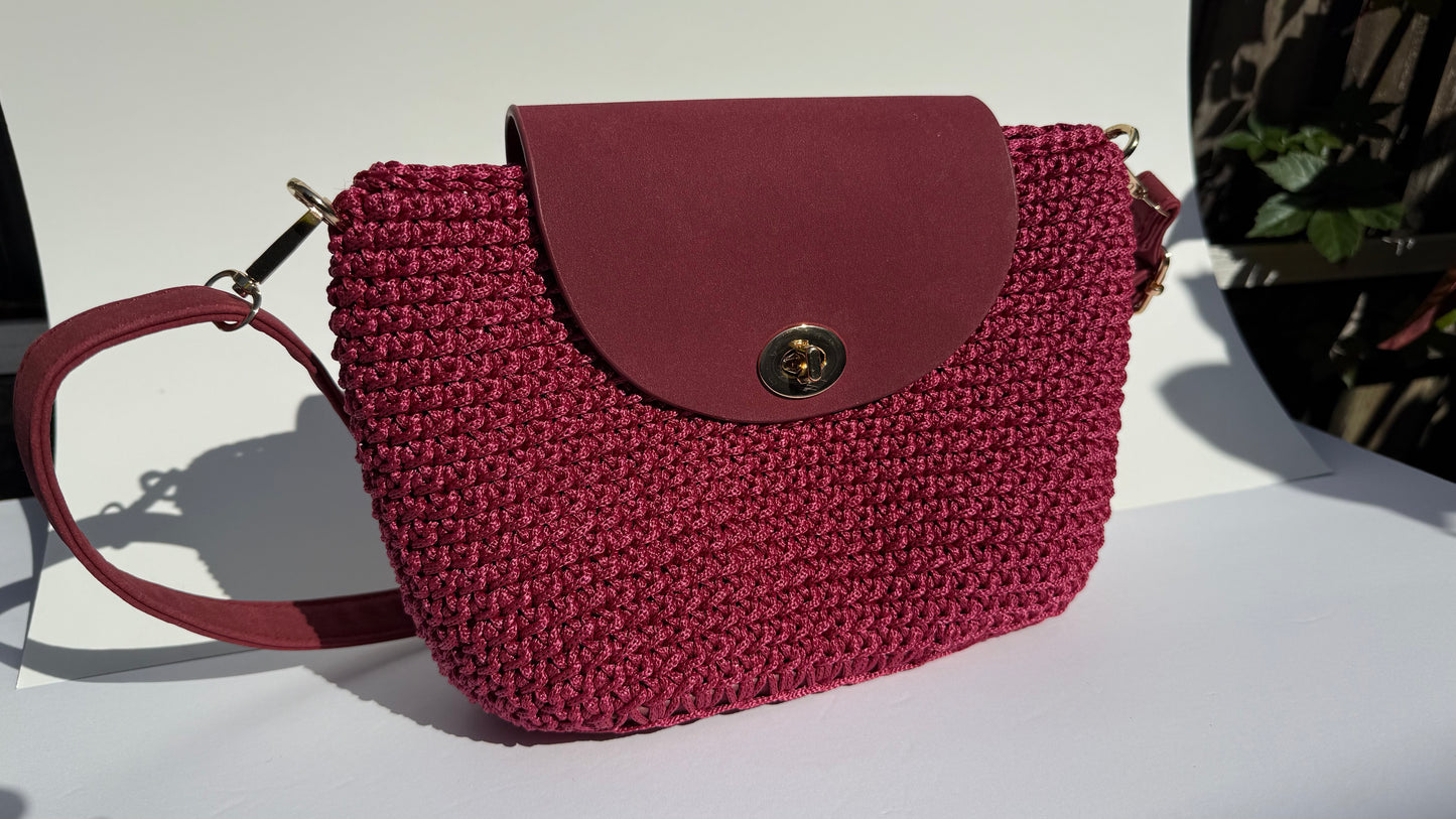 Crochet Bag – Burgundy Polyester Cord