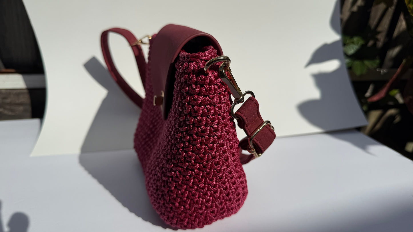 Crochet Bag – Burgundy Polyester Cord