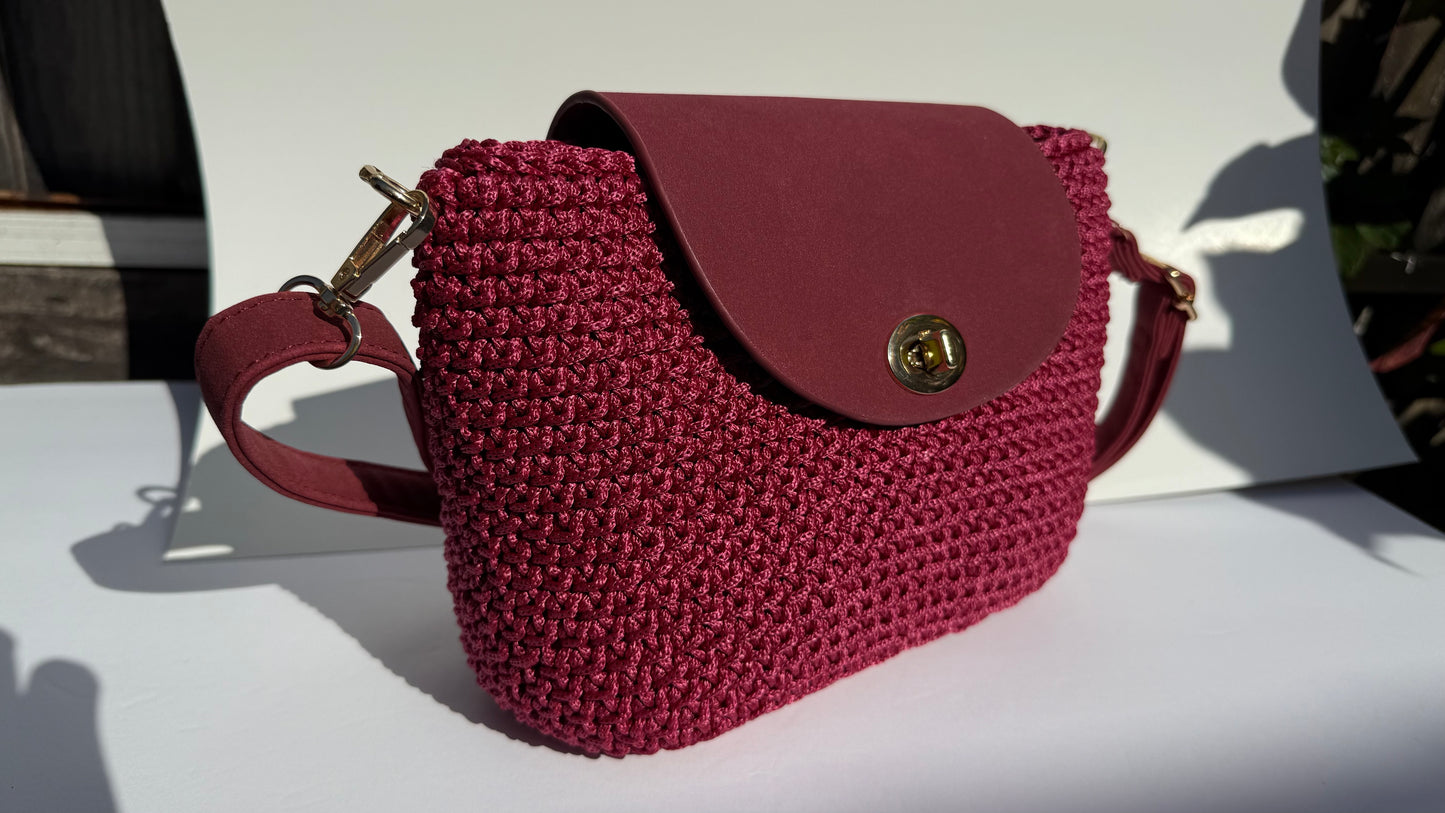 Crochet Bag – Burgundy Polyester Cord