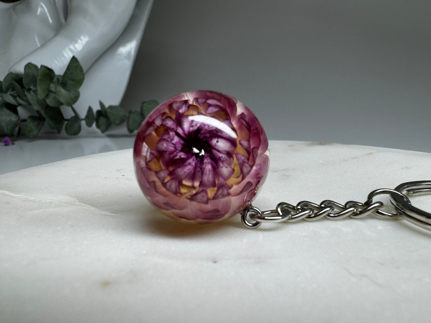 Handmade Resin Keychain with Real Flowers