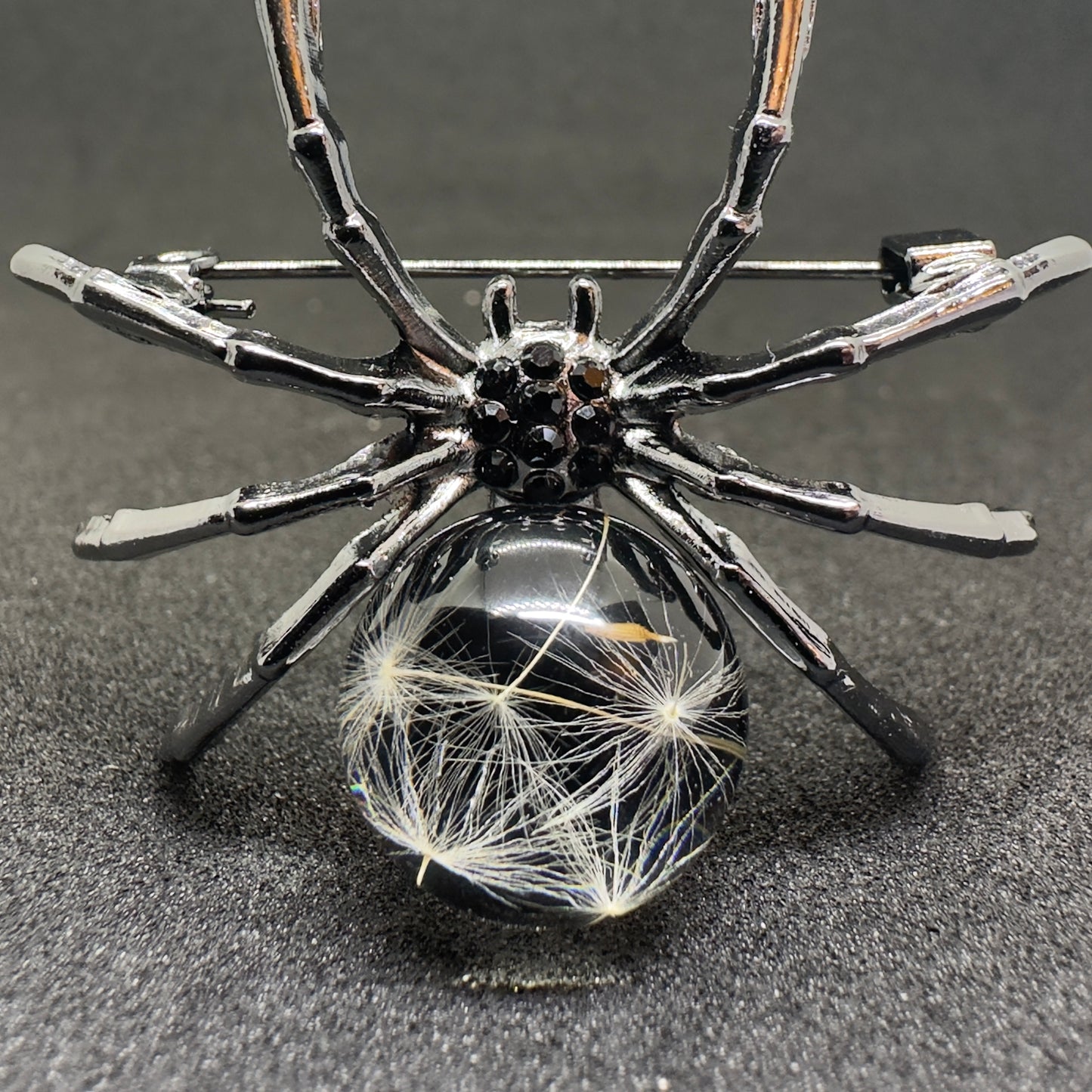 Black Spider Resin Brooch – Handmade Gothic Jewelry
