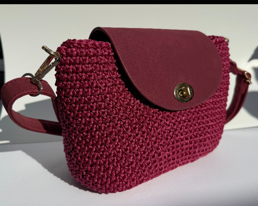Crochet Bag – Burgundy Polyester Cord