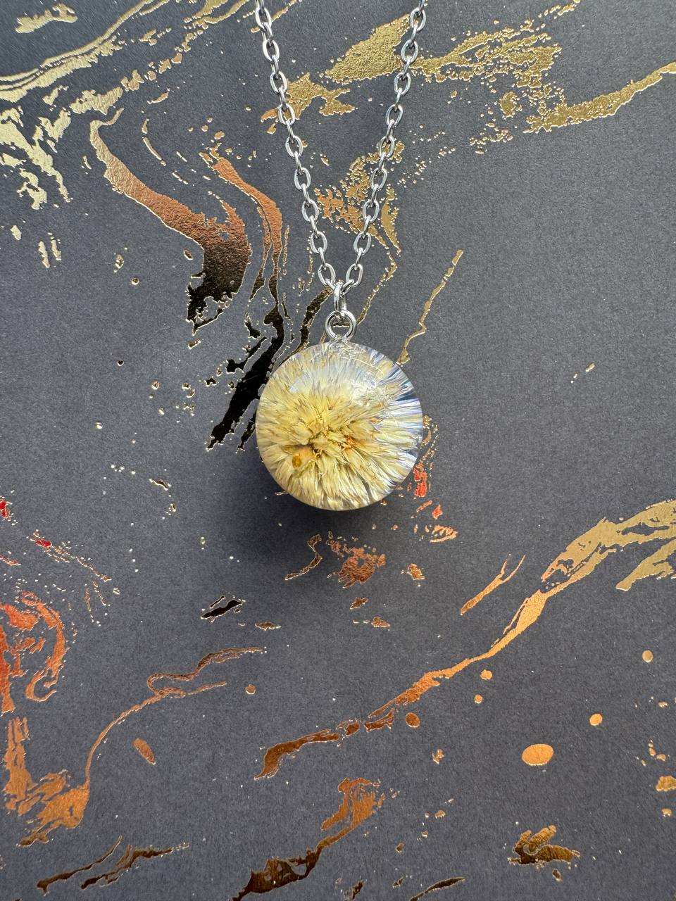 Wild Meadow Bloom Necklace – Textured Real Flower in Resin