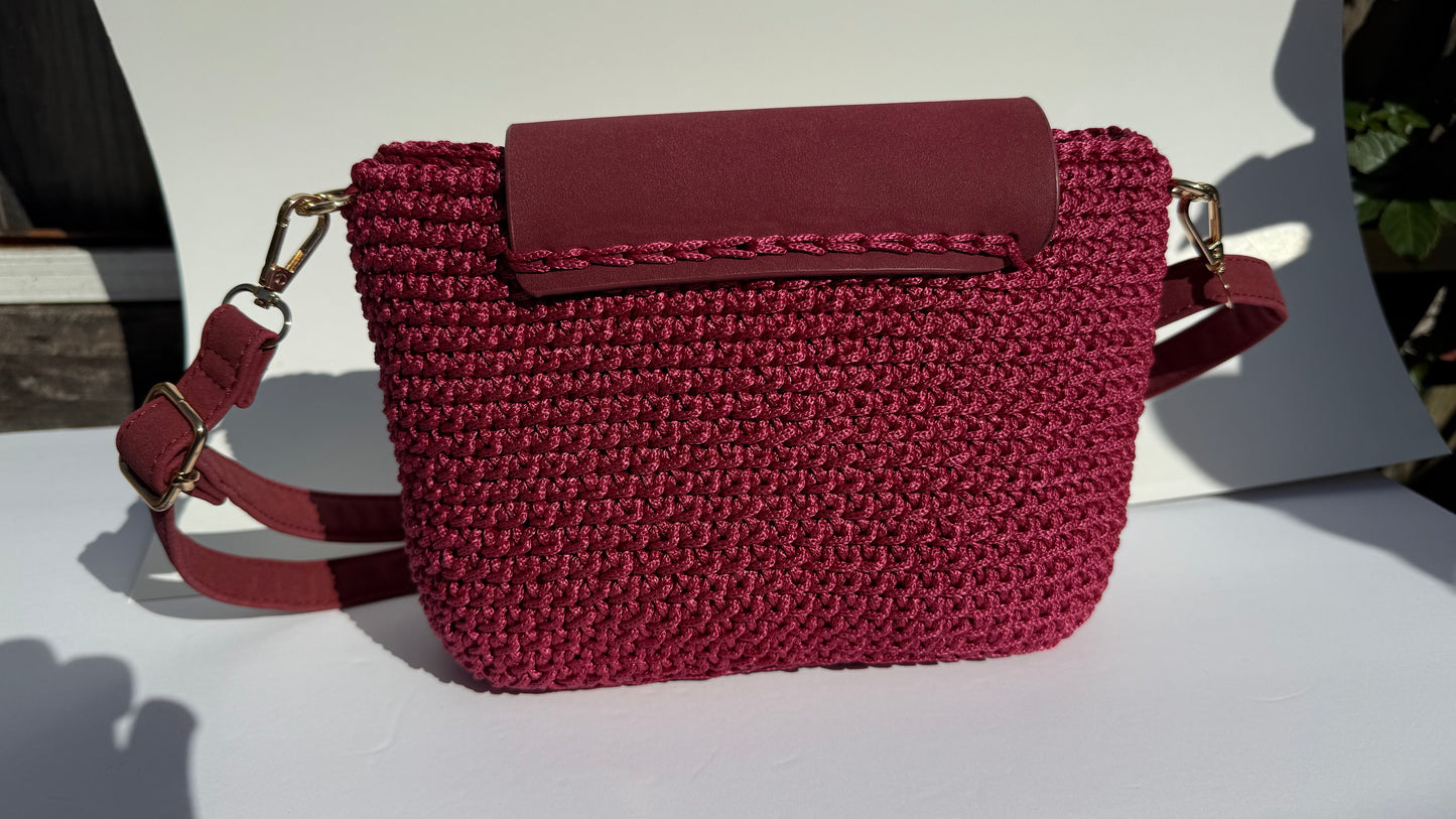 Crochet Bag – Burgundy Polyester Cord