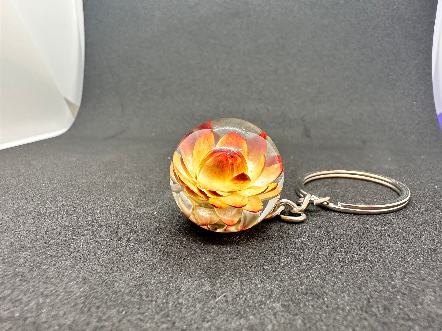Handmade Resin Keychain with Real Flowers