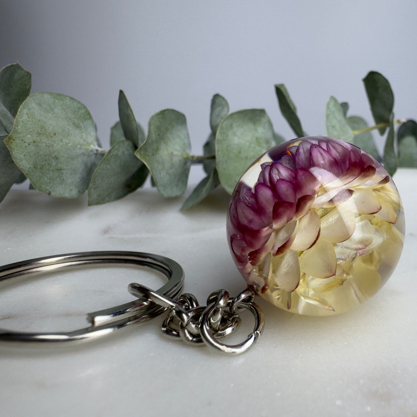 Handmade Resin Keychain with Real Flowers