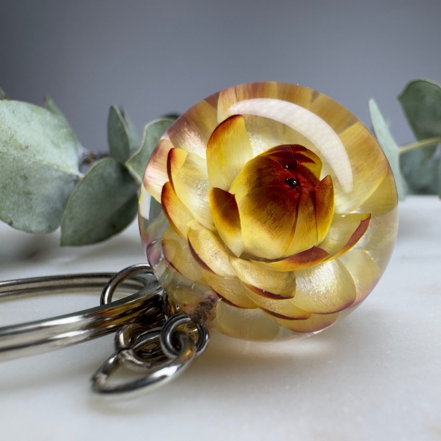 Handmade Resin Keychain with Real Flowers