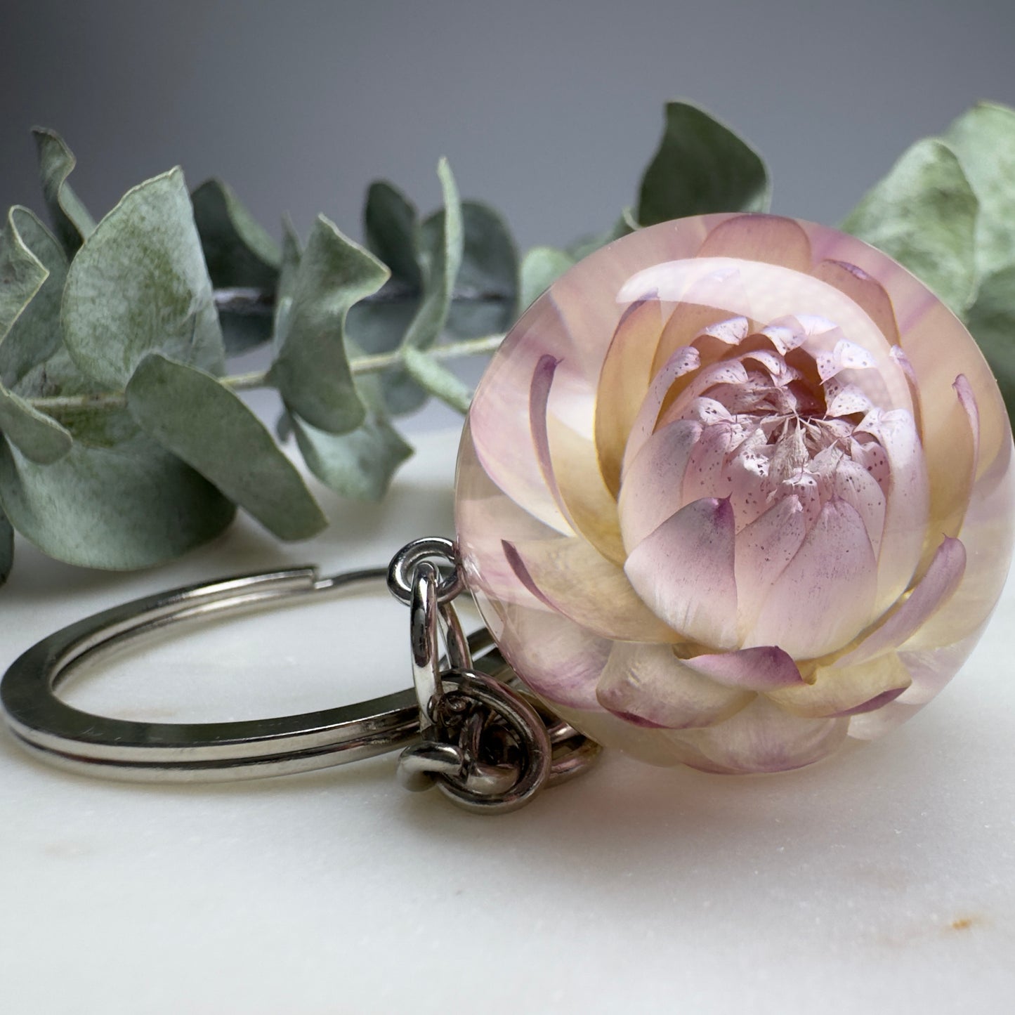 Handmade Resin Keychain with Real Flowers